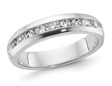 Mens 1/2 Carat (ctw H-I, I1-I2) Diamond Wedding Band Ring in 14K White Gold (Size 10)